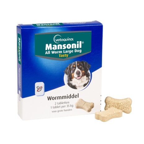 Mansonil all worm large dog tasty 2 tabletten
